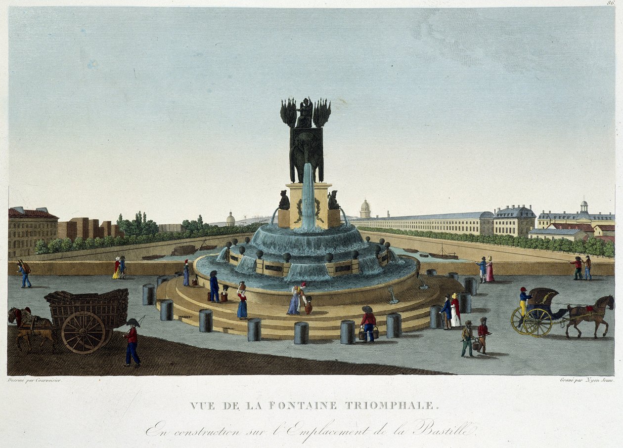 Vue de la Fontaine triomphale à la Bastille - Henri Courvoisier Voisin