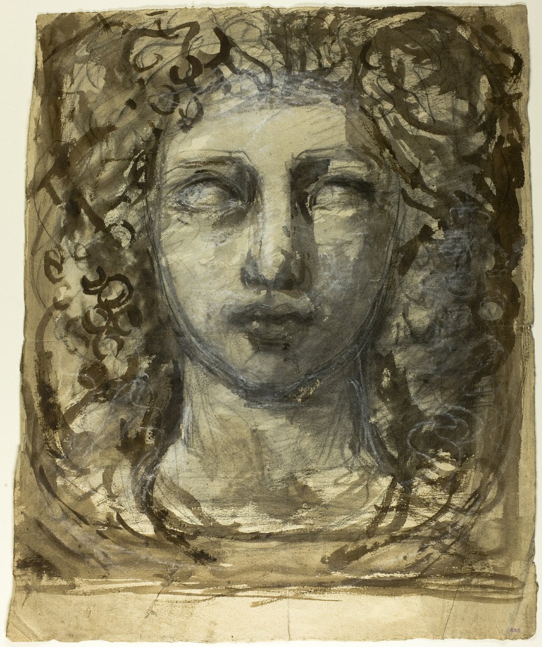 Étude de tête féminine (recto) ; Tête masculine classique (verso) - Henri Cros