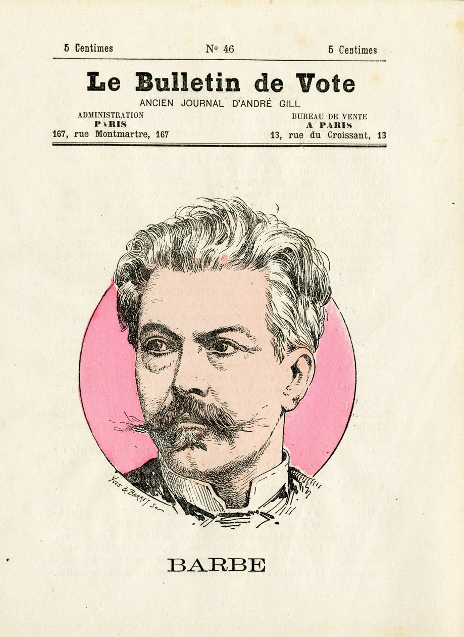 Bulletin 2e série, Satirique en couleurs : Barbe - Illustration par Henri Demare (1846-1888) - Henri Demare