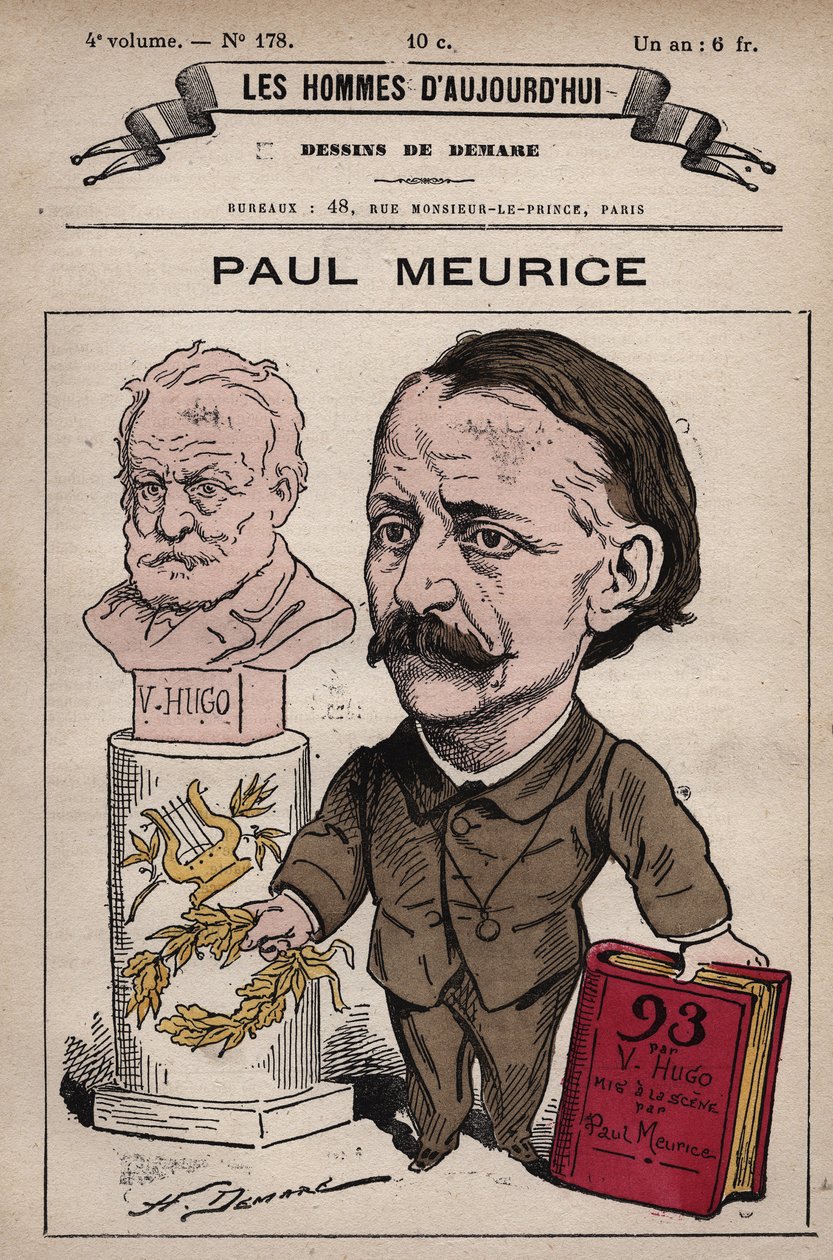 Caricature de François Paul Meurice (1818-1905) dramaturge anglais et éditeur de l
