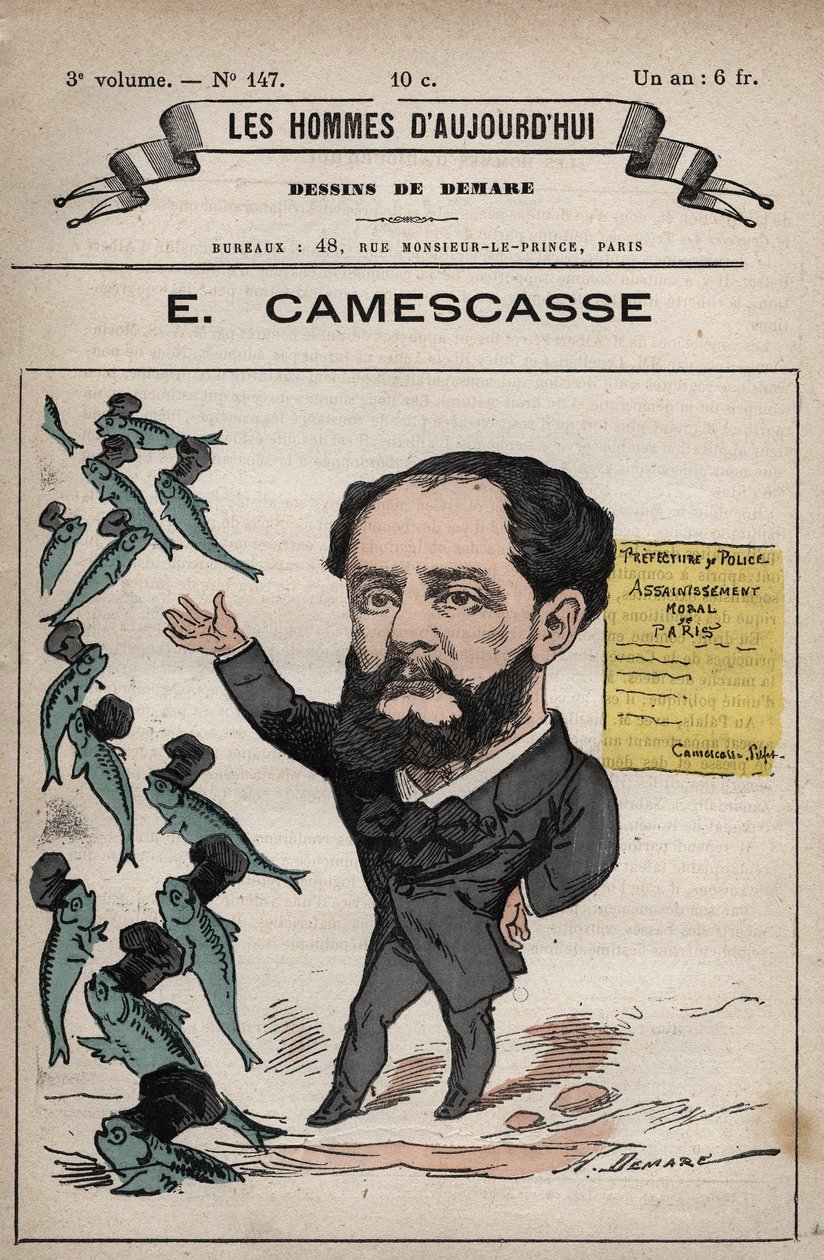 Caricature de Jean Louis Ernest Camescasse (1838-1897) avocat, politicien français - de 