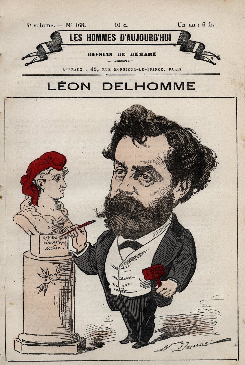 Caricature de Léon Alexandre Delhomme (1841-1895) sculpteur français de 