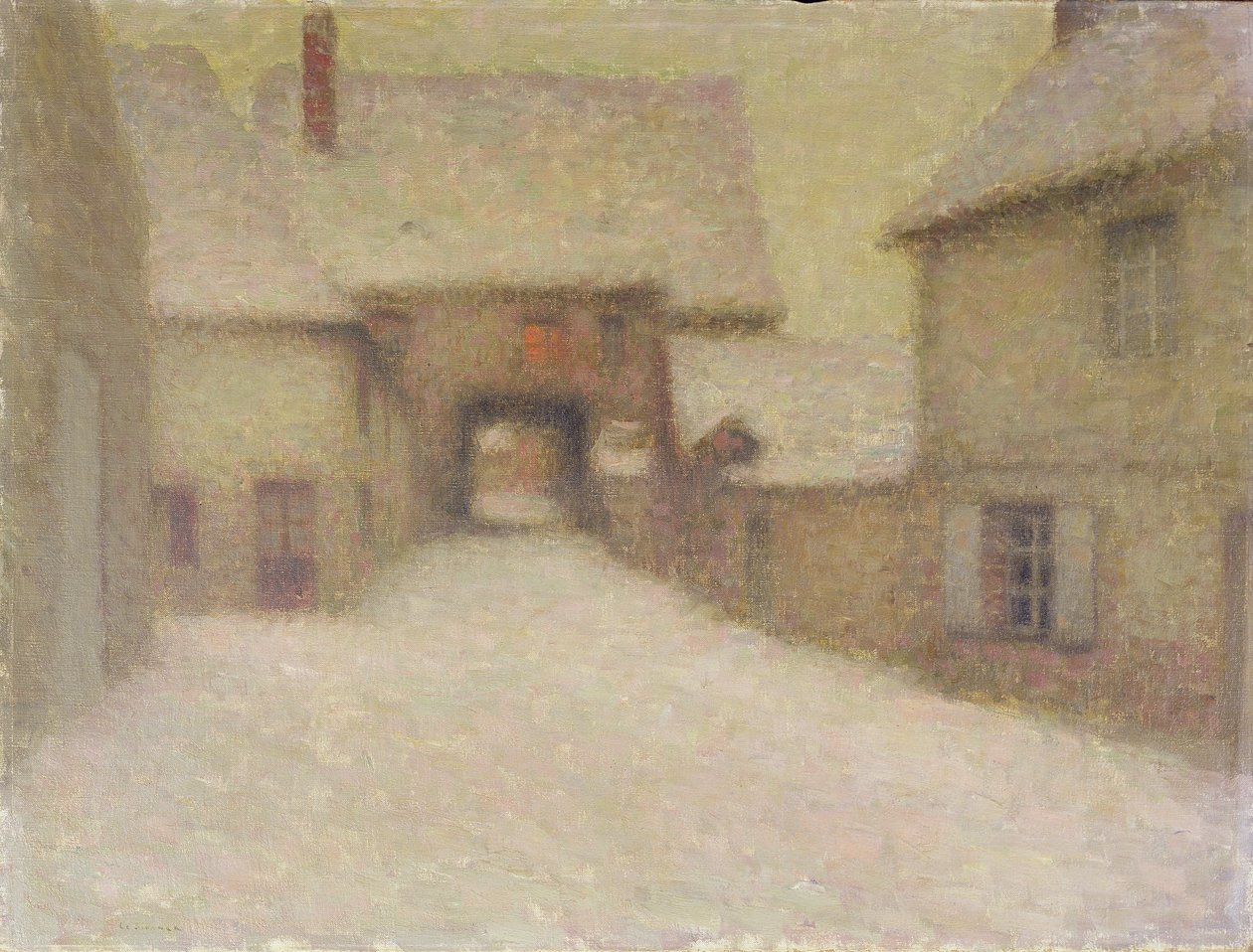 Neige, le vieux village, Gerberoy, 1902 - Henri Eugene Augustin Le Sidaner