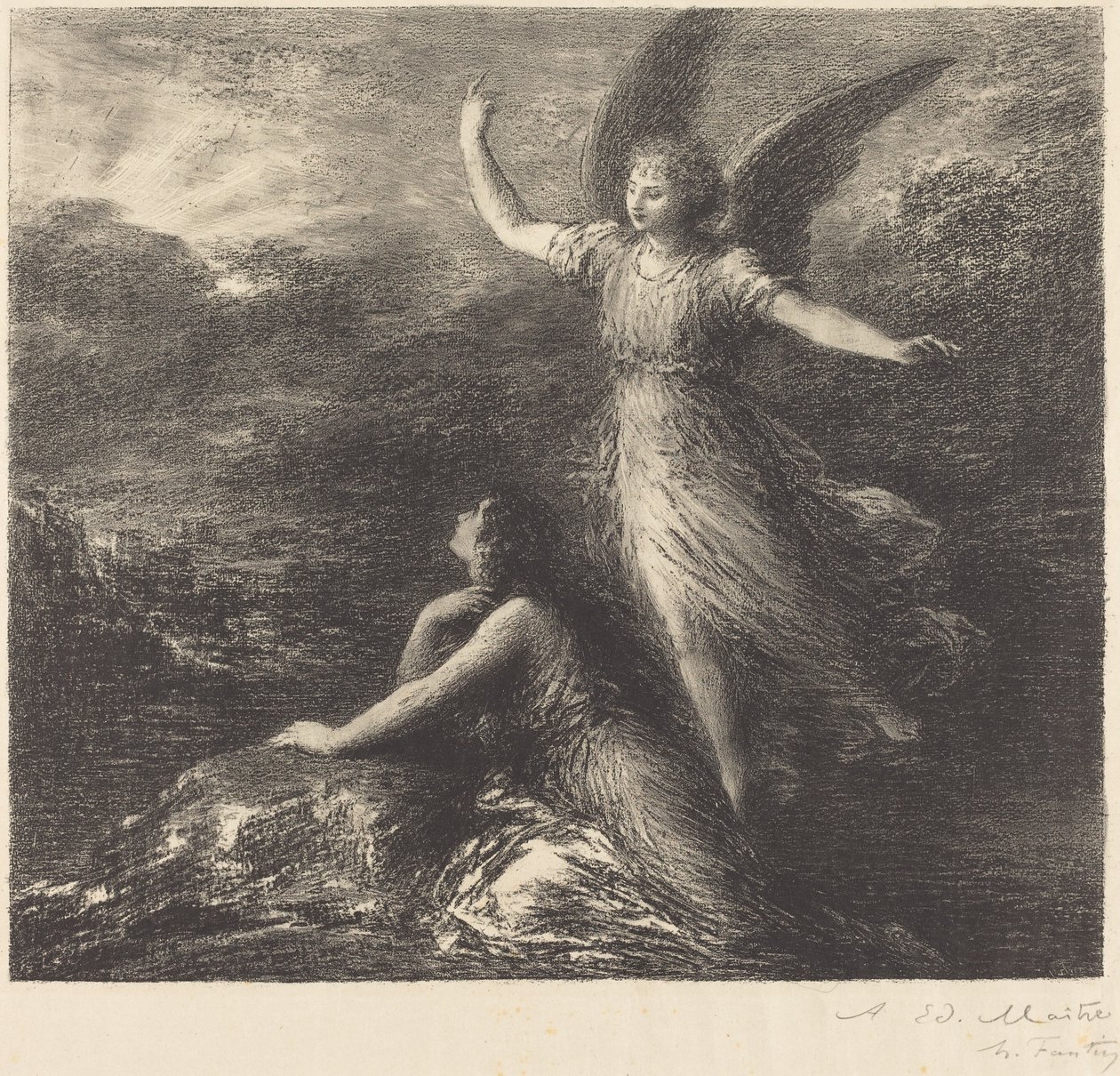 Début de "Paradise and the Peri" (2ème plaque) - Ignace Henri Jean Fantin Latour
