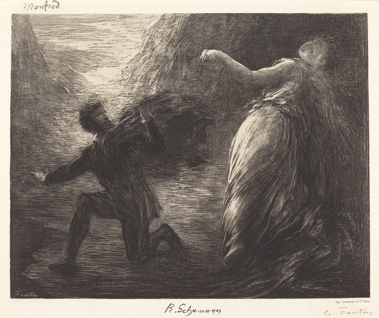 Manfred et Astarte (1ère planche) - Ignace Henri Jean Fantin Latour
