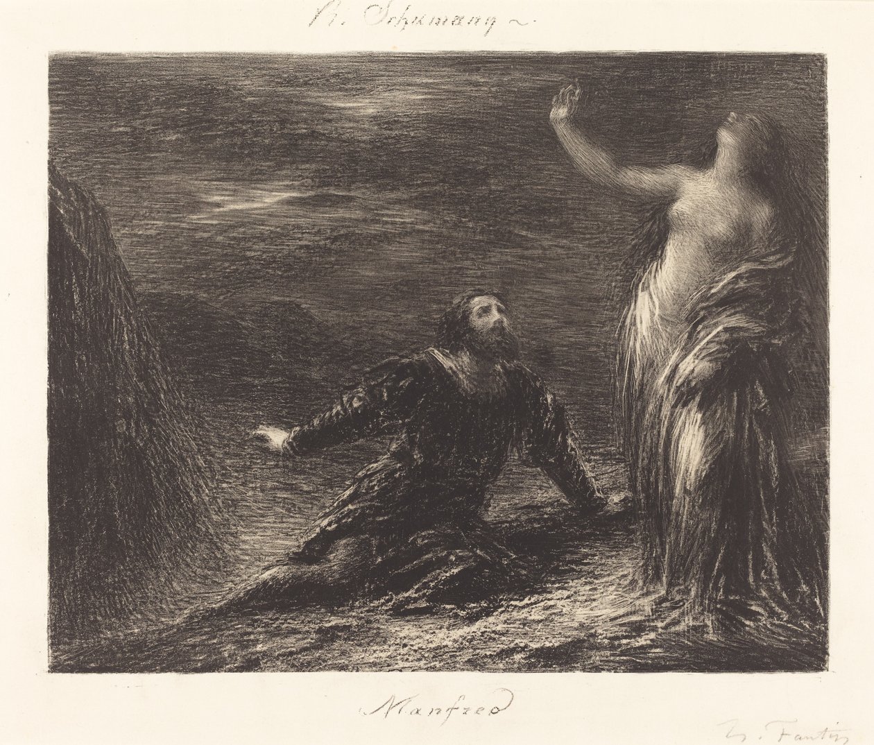 Manfred et Astarte (2e planche) - Ignace Henri Jean Fantin Latour