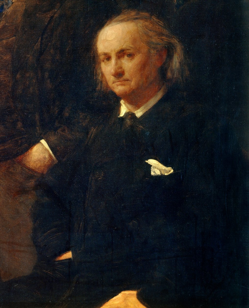 Portrait de Charles Baudelaire - détail de : « Hommage à Eugène Delacroix » Peinture par Henri Fantin-Latour (Fantin-Latour) - Ignace Henri Jean Fantin Latour