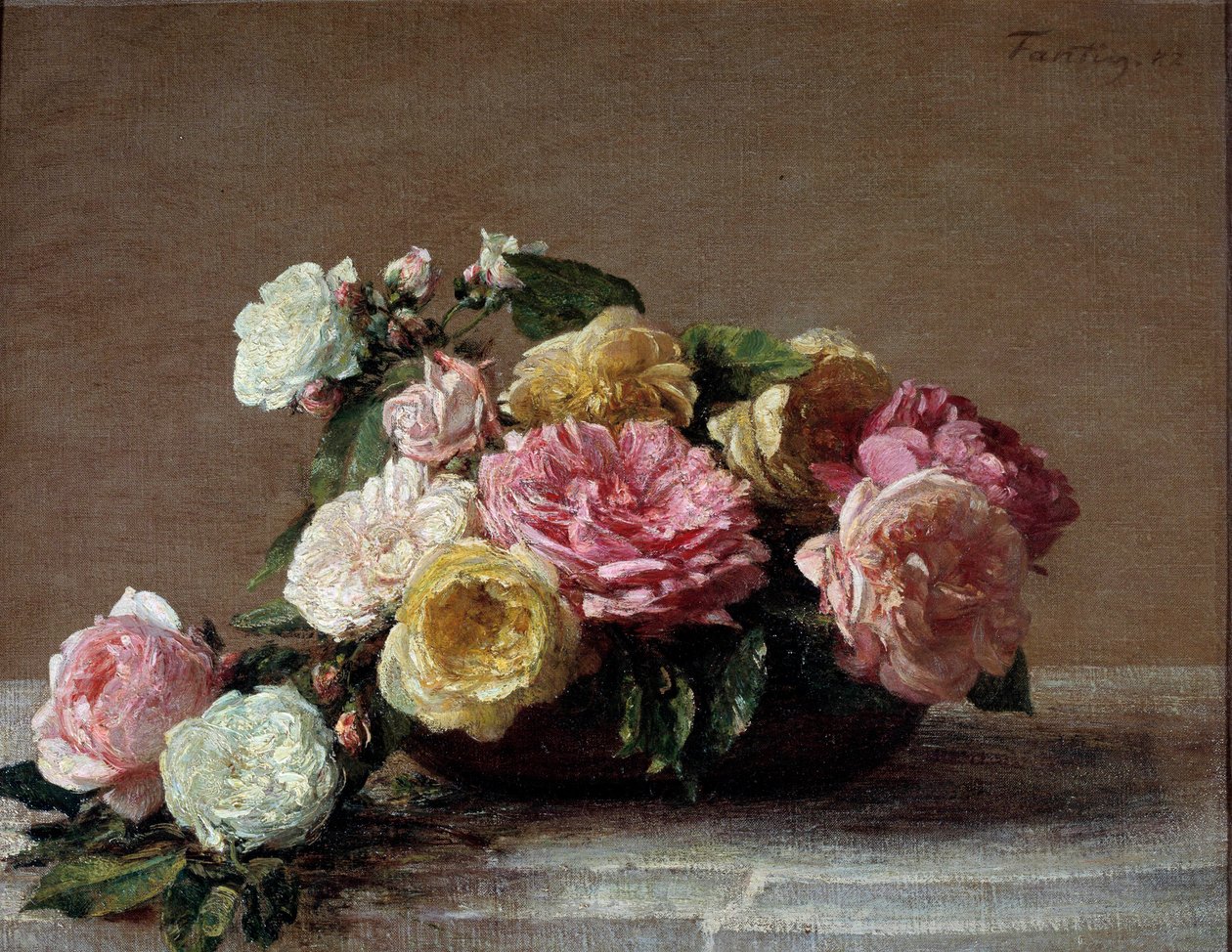 Roses dans une tasse - Ignace Henri Jean Fantin-Latour