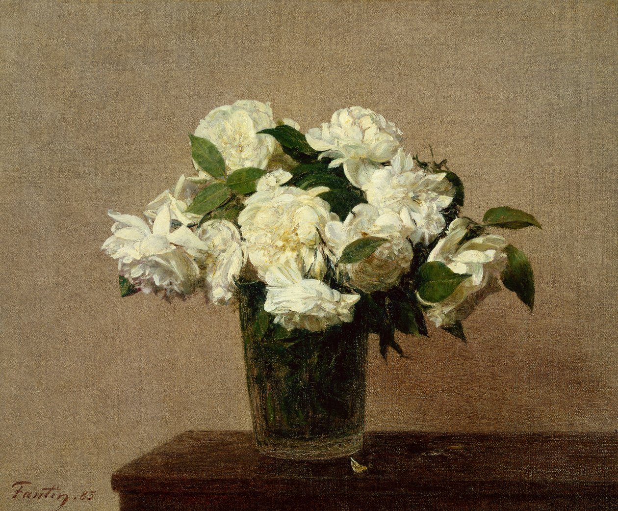 Nature morte avec des roses blanches - Ignace Henri Jean Fantin Latour
