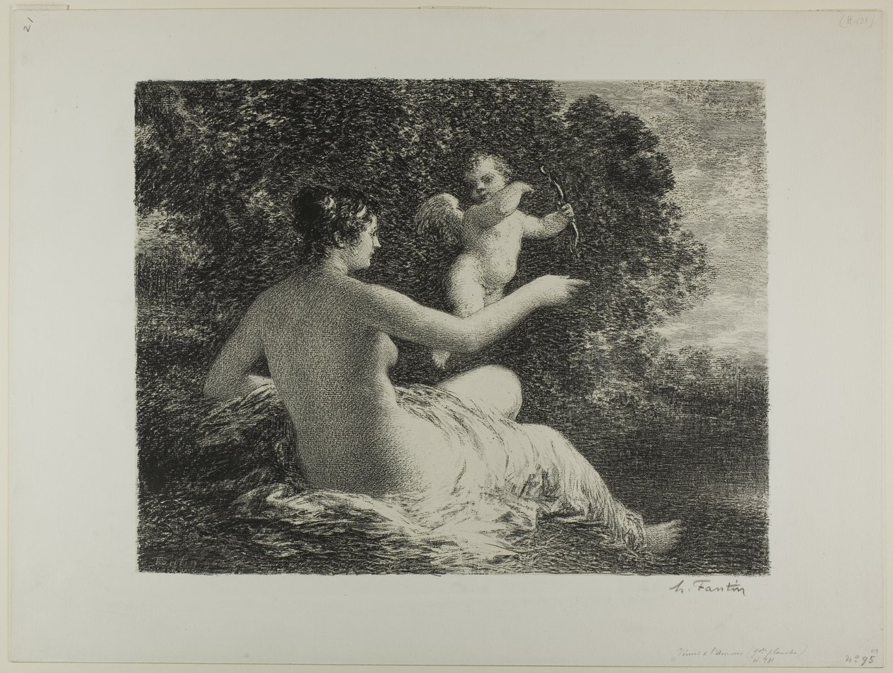 Vénus et Cupidon, grande plaque - Ignace Henri Jean Fantin Latour