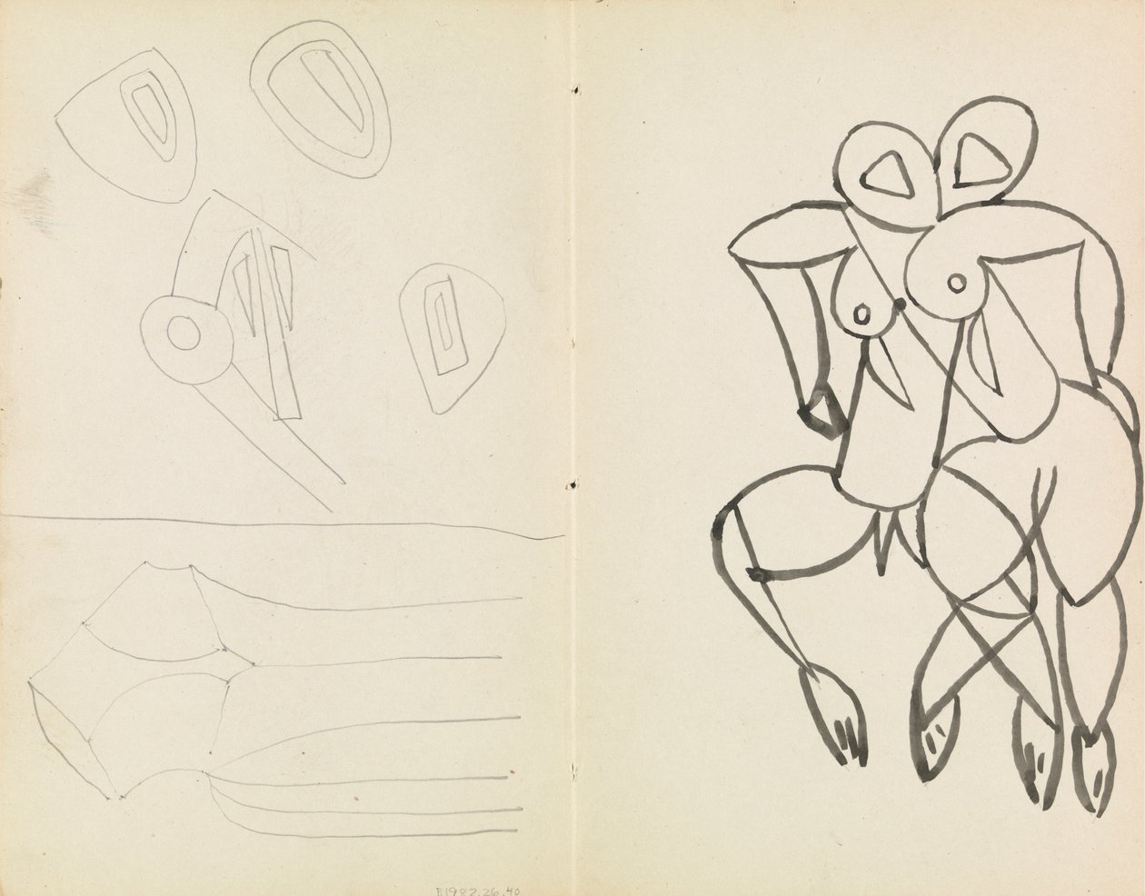 Cinq esquisses abstraites et études pour figures masculines et féminines - Henri Gaudier Brzeska