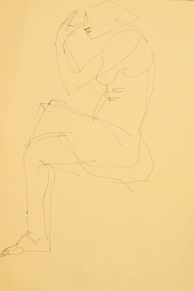 Sophie nue, assise, jambes croisées - Henri Gaudier Brzeska