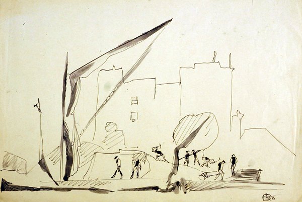 Péniche sur la Tamise aux Docks de Londres - Henri Gaudier Brzeska