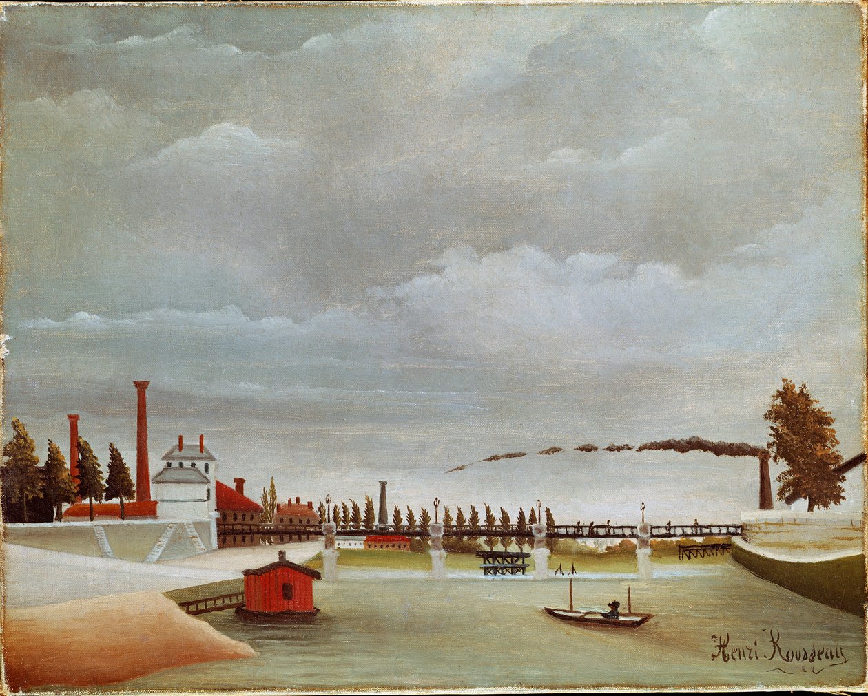 Les Rives de la Seine. Paysage de la Seine. Peinture de Henri Rousseau - Henri J.F. Rousseau