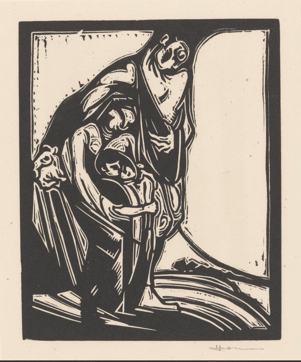 Homme, femme et enfant - Henri Jonas (signed by artist)
