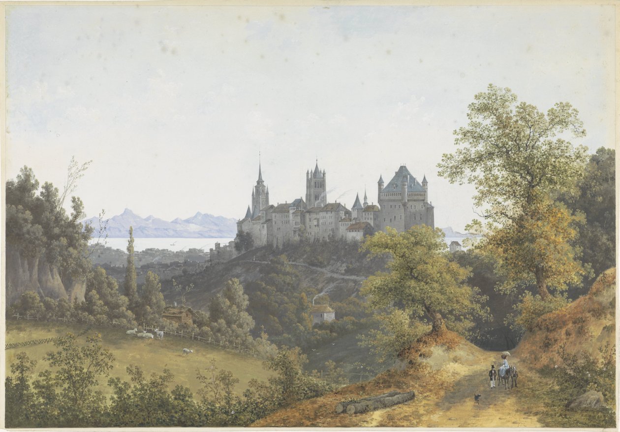 Vue de Lausanne, avec vue sur le château et la cathédrale - Henri Knip