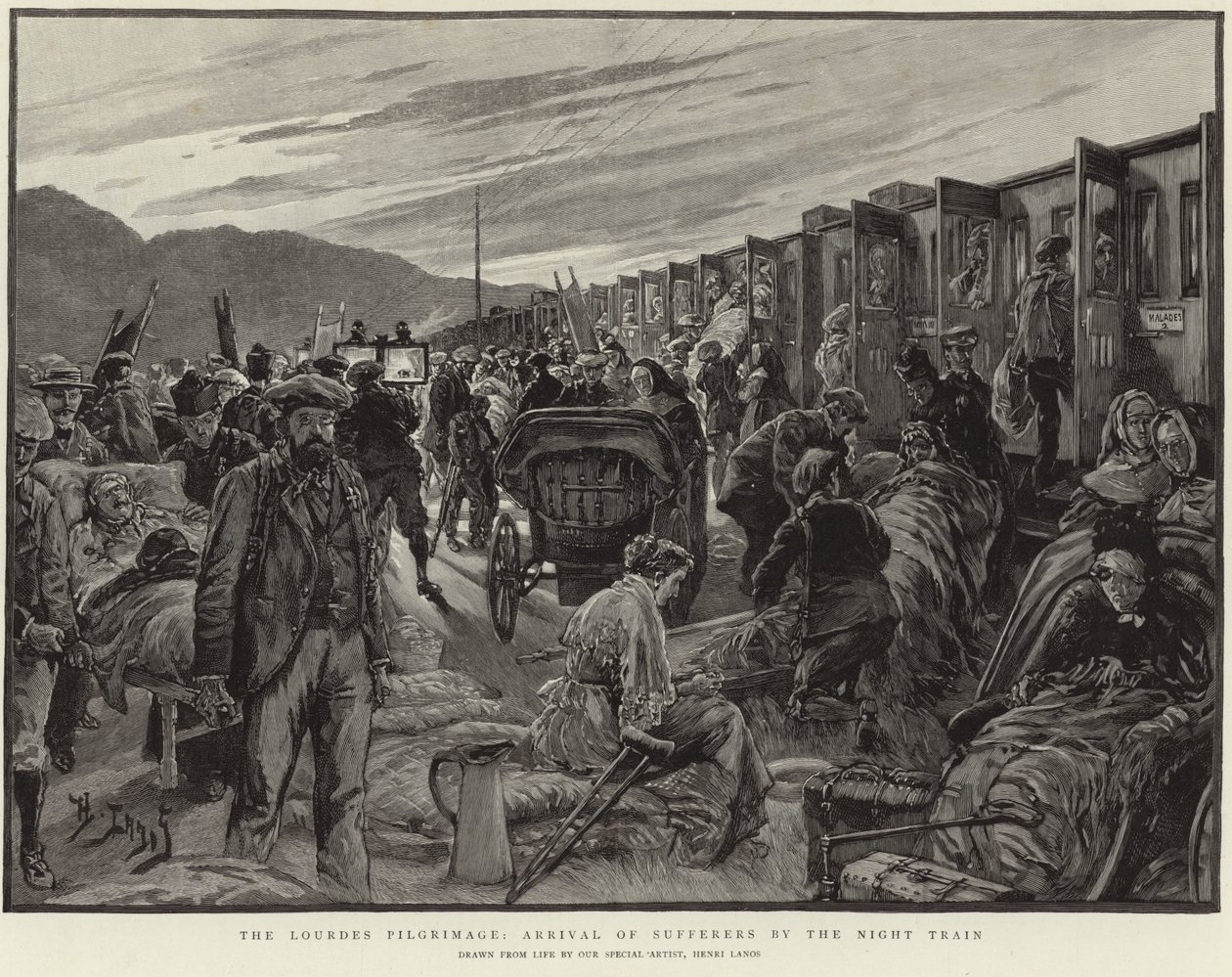 The Lourdes Pilgrimage (litho) - Henri Lanos