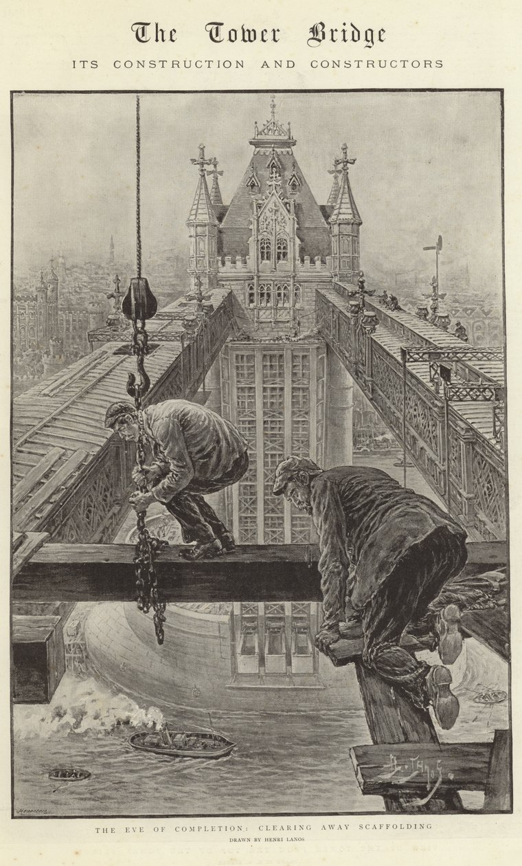 Le Tower Bridge, sa construction et ses constructeurs (litho) - Henri Lanos