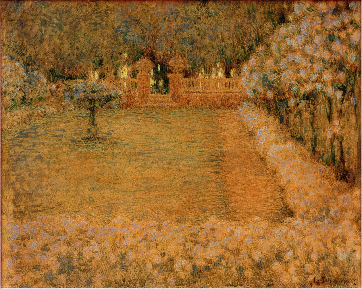 Le jardin blanc au crépuscule de Gerberoy - Henri Le Sidaner