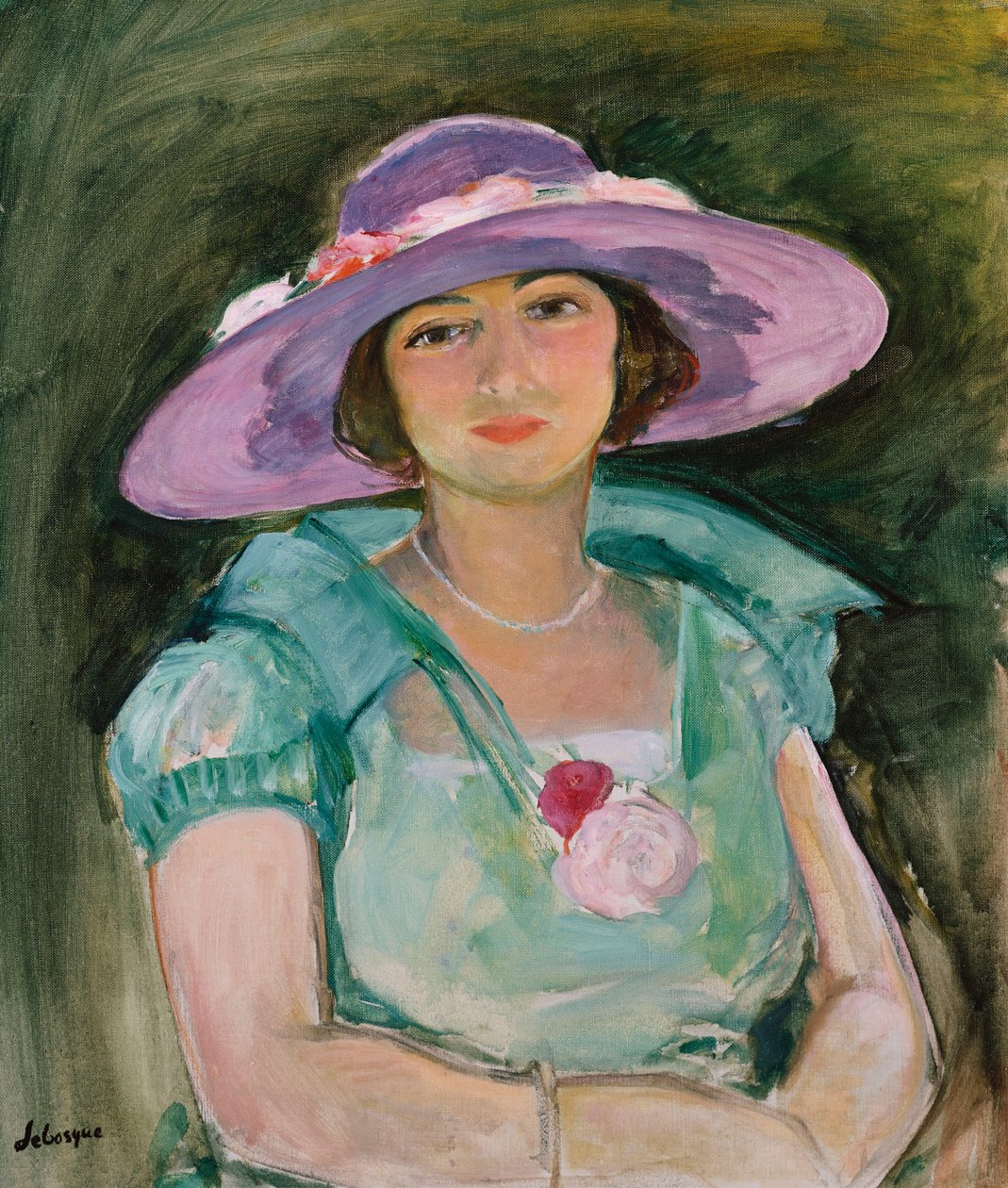 Portrait de Marthe Lebasque avec un chapeau violet - Henri Lebasque