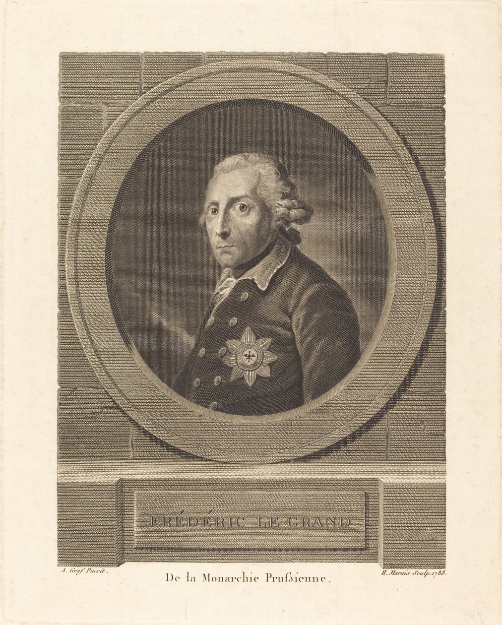 Frédéric le Grand, roi de Prusse - Henri Marais after Anton Graff