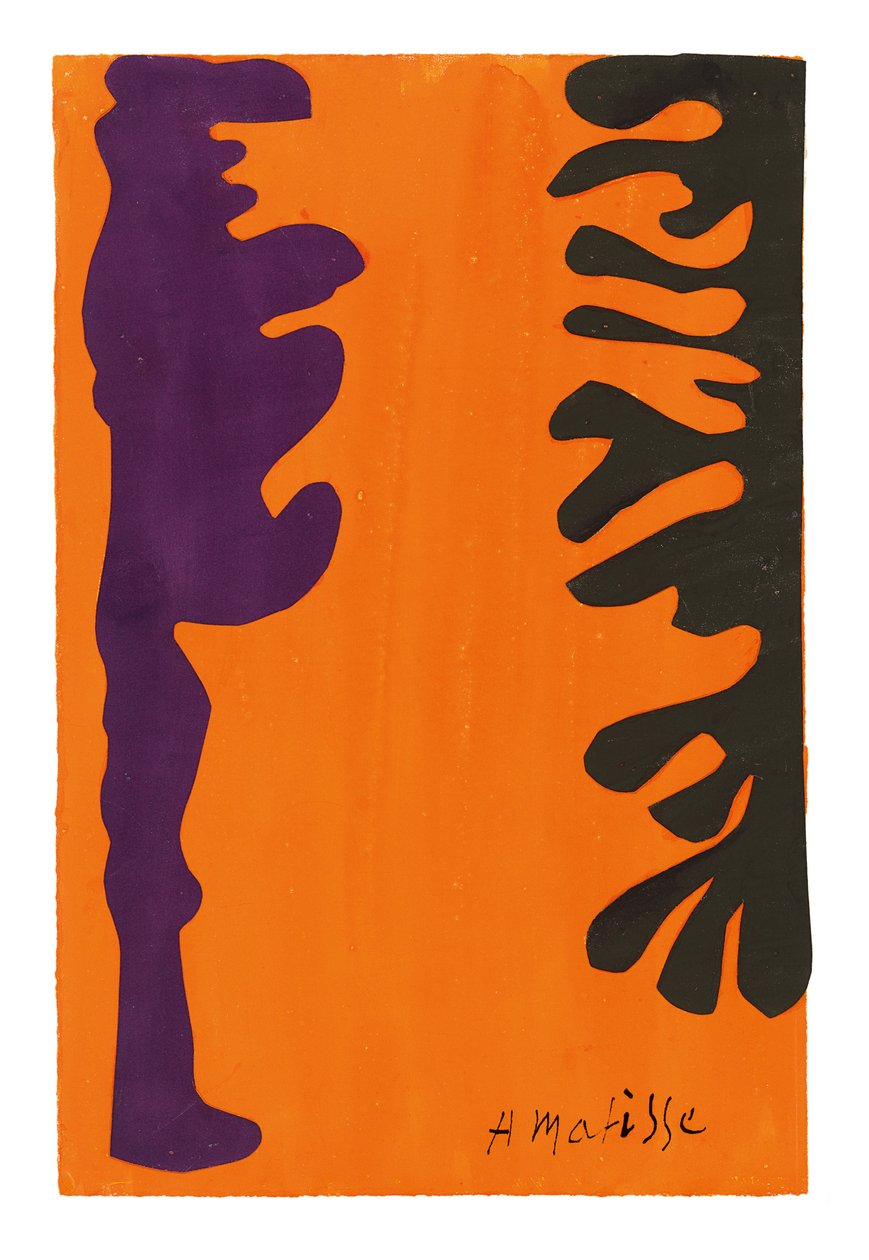 Arabesques noires et violettes sur fond orange - Henri Matisse