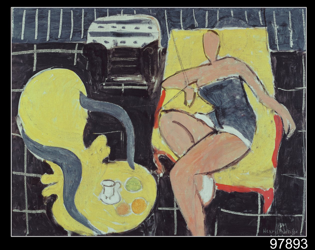 Danseuse et fauteuil rocaille sur fond noir - Henri Matisse