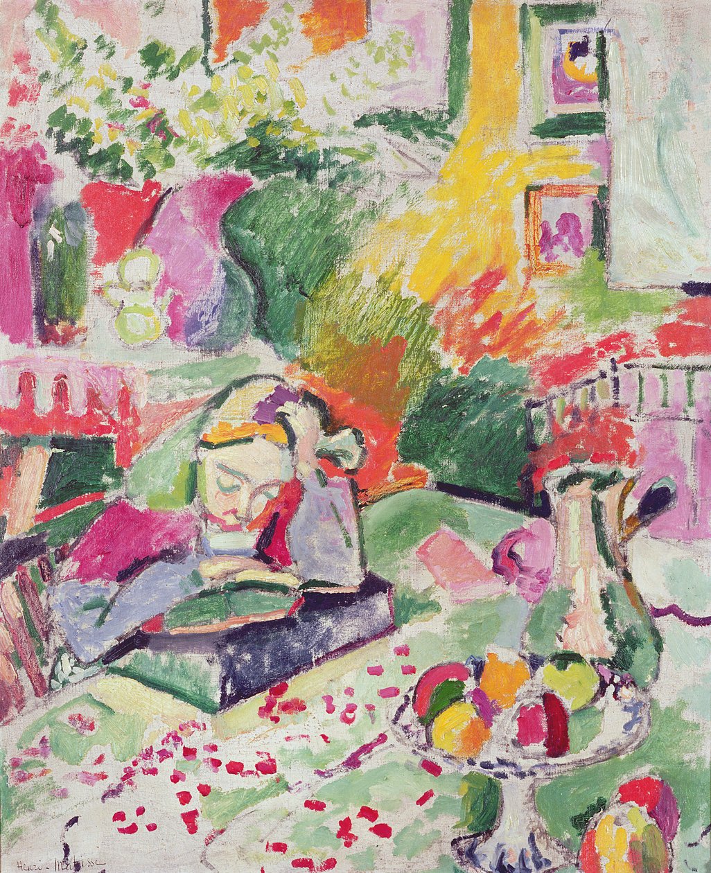 Fille lisant (huile sur toile) - Henri Matisse