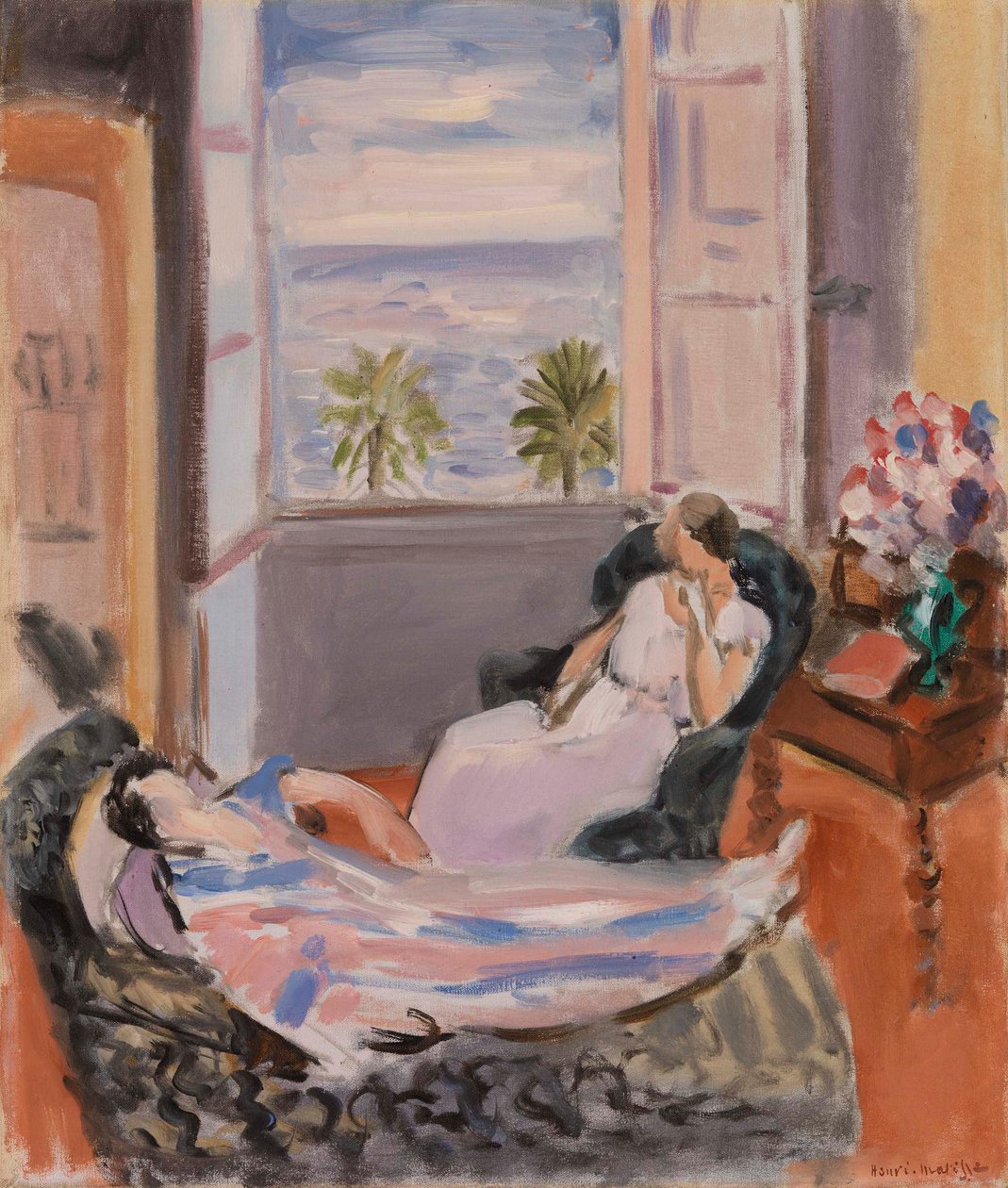 Interior with Two Figures, Open Window (Intérieur avec deux figures, fenêtre ouverte) - Henri Matisse