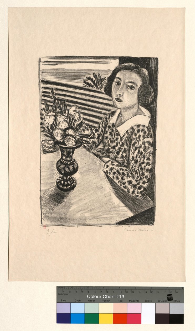 Jeune fille assise au bouquet de fleurs - Henri Matisse