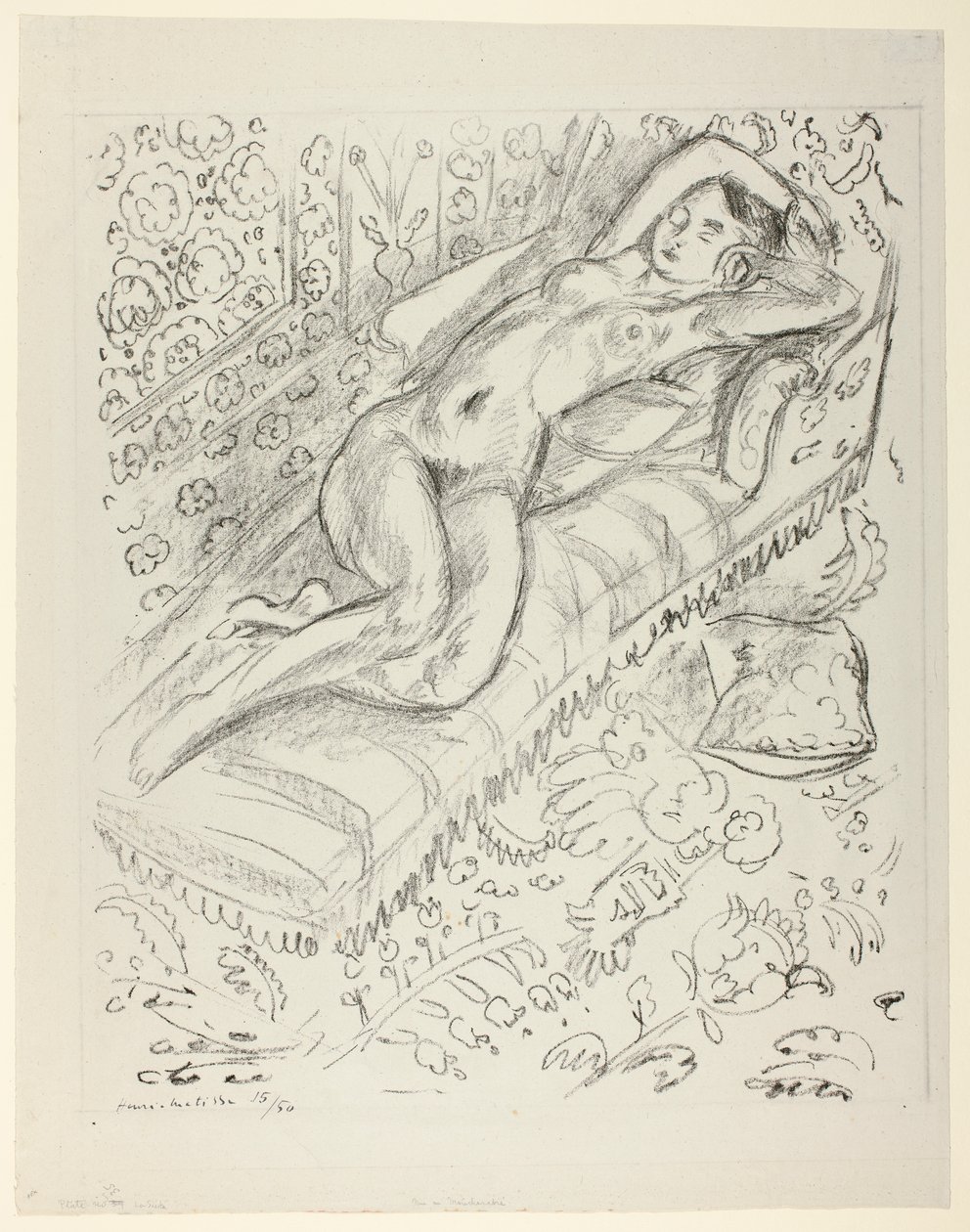 Nu au repos sur une chaise longue avec fond de moucharabieh - Henri Matisse