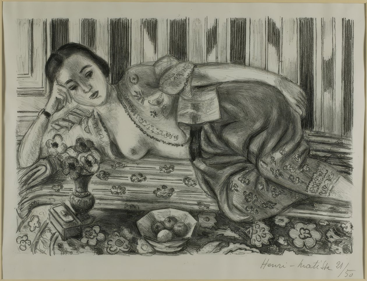 Odalisque en pantalon de satin rouge - Henri Matisse