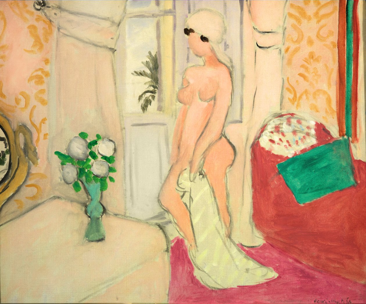 Nu rose ou Jeune fille au vase de fleurs, vers 1920 (huile sur toile) - Henri Matisse
