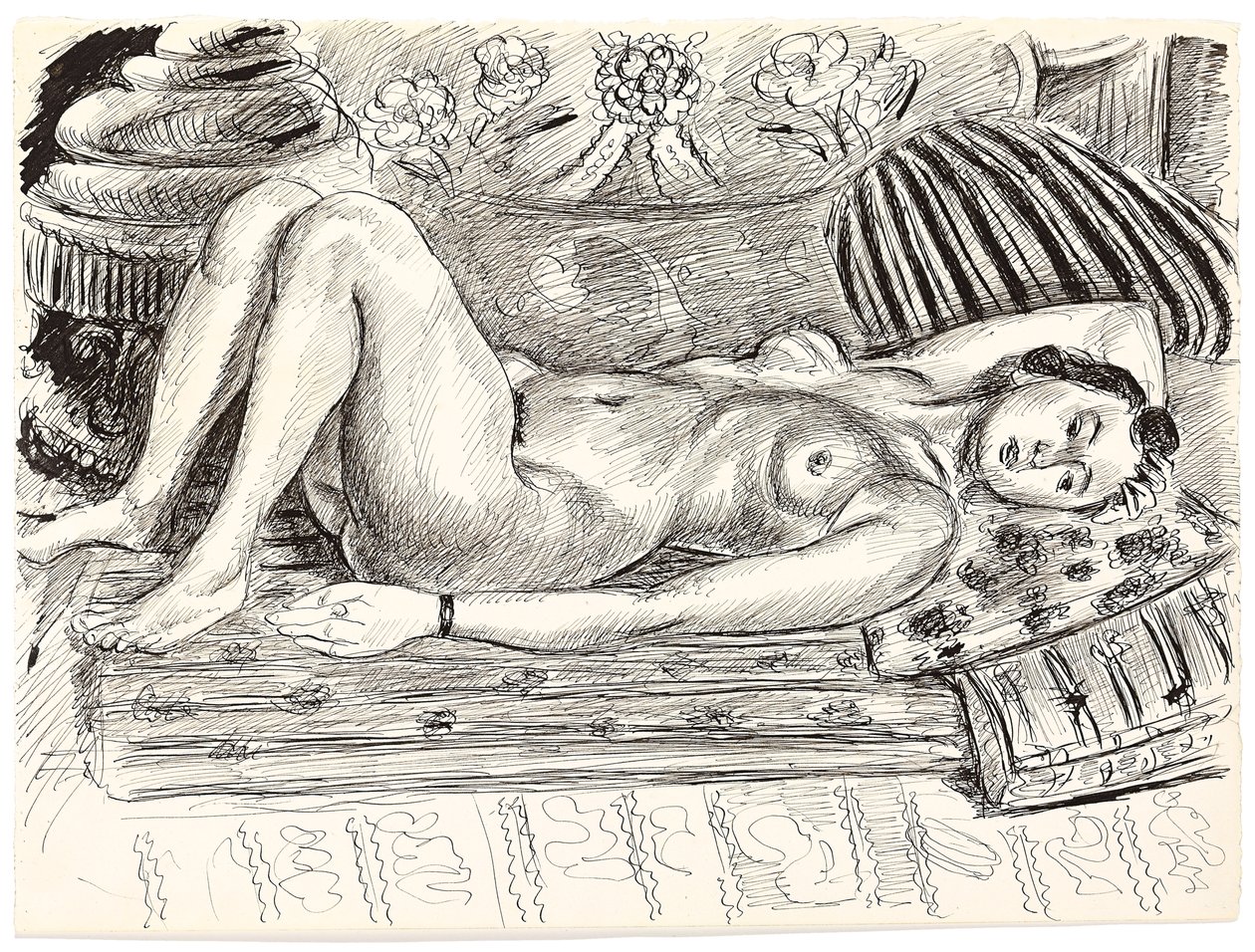 Nu couché sur un brasero, vers 1926-1927 (plume et encre de Chine sur papier) - Henri Matisse