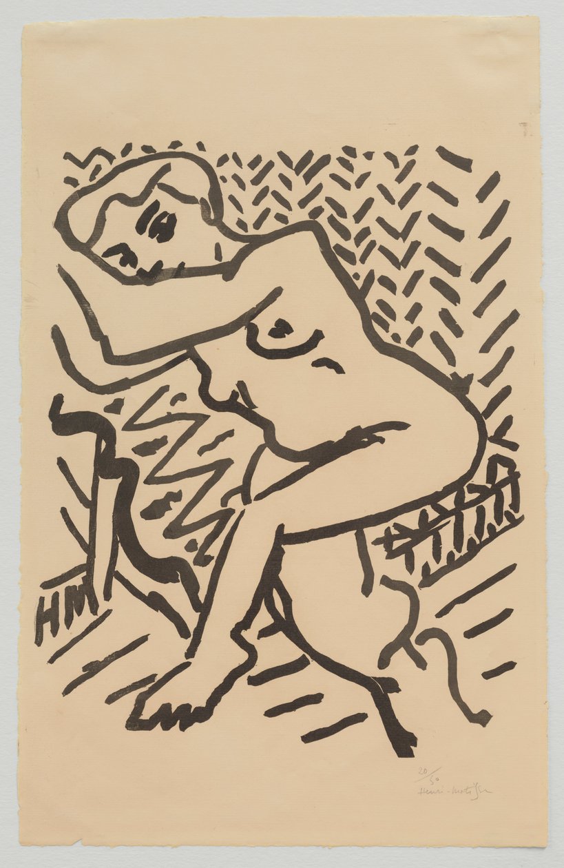 Nu assis [Petite gravure sur bois claire] - Henri Matisse