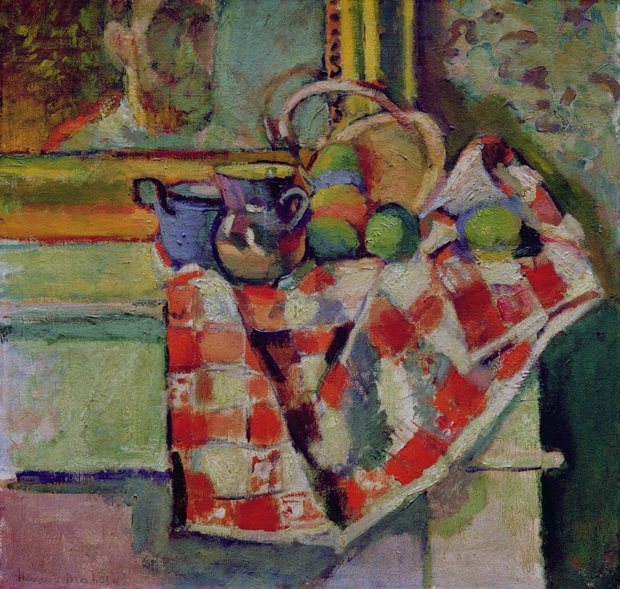 Nature morte à la nappe à carreaux, vers 1903 (huile sur toile) - Henri Matisse