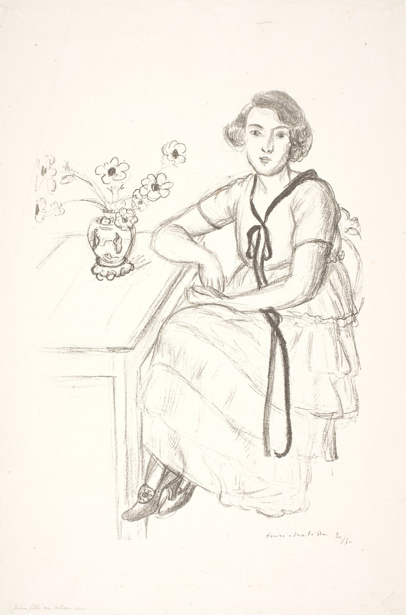 Jeune femme au ruban décoratif noir - Henri Matisse