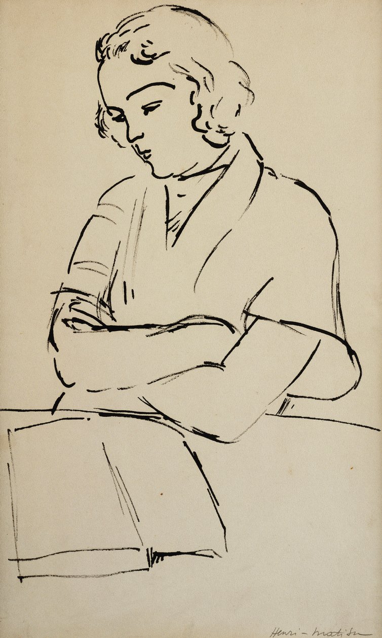 Femme lisant, vers 1922 (plume et encre noire sur papier) - Henri Matisse