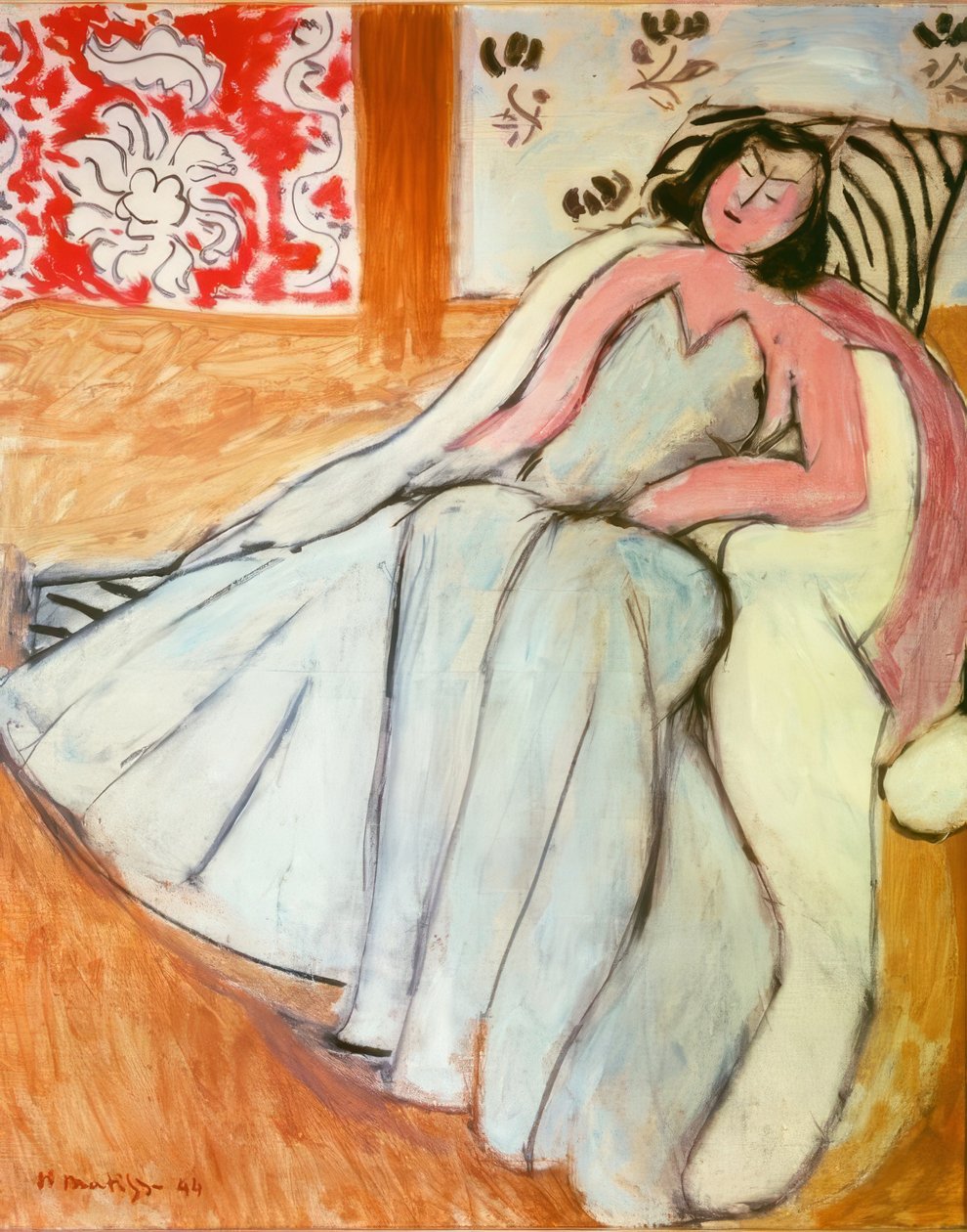 Jeune femme avec manteau de fourrure blanche - Henri Matisse