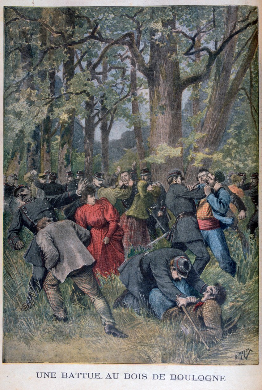 Combat entre gendarmes et civils dans le Bois de Boulogne, Paris, 1895 - Henri Meyer