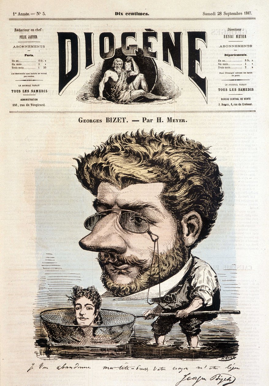 Portrait de Georges Bizet par Meyer - dans "Diogène", 28/09/1867 - Henri Meyer