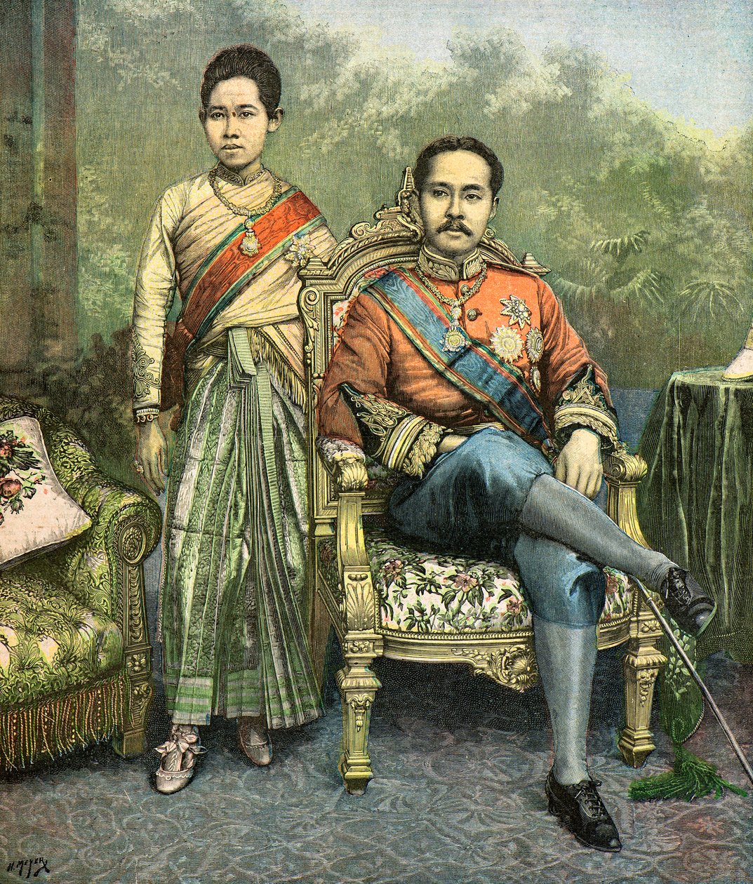 Portrait du roi Rama 5 et de la reine Savang Vadhana - Henri Meyer