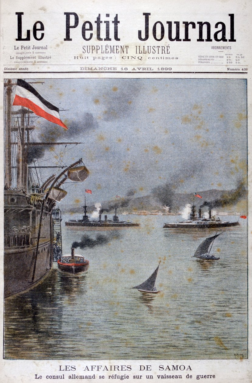 Le consul allemand cherche refuge sur un navire de guerre allemand, 1899 - Henri Meyer