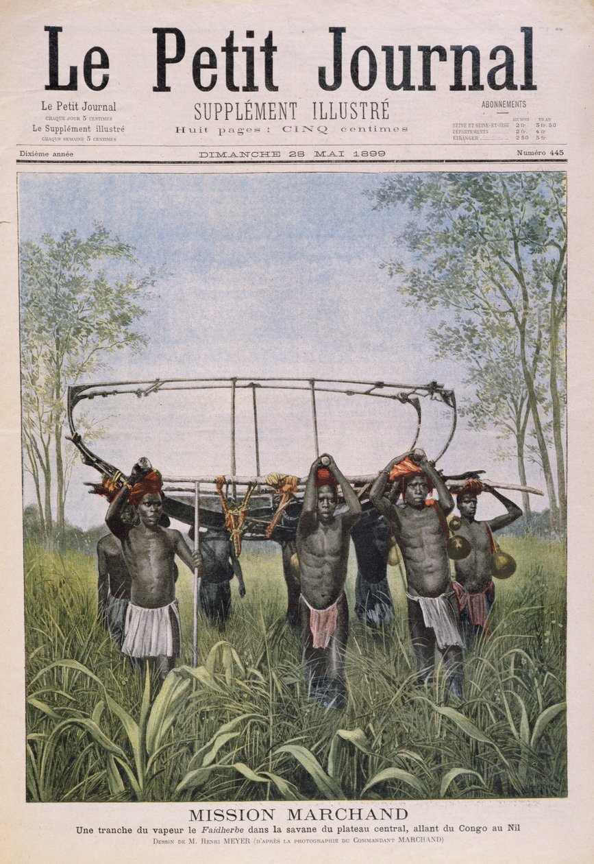 La mission Marchand voyageant du Congo au Nil, du Petit Journal, 28 mai 1899 - Henri Meyer