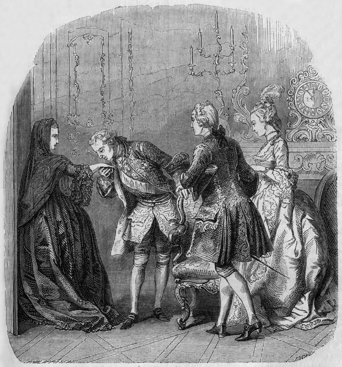 La princesse de Lamballe, le roi Louis XV, Louis de Richelieu, la comtesse Jeanne du Barry - Henri Philippoteaux