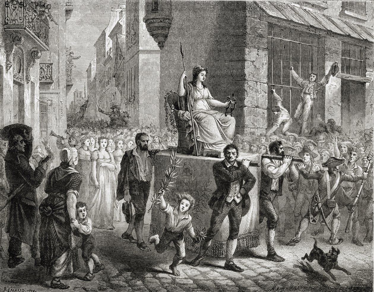 La procession de la déesse de la Raison, 10 novembre 1793, de 