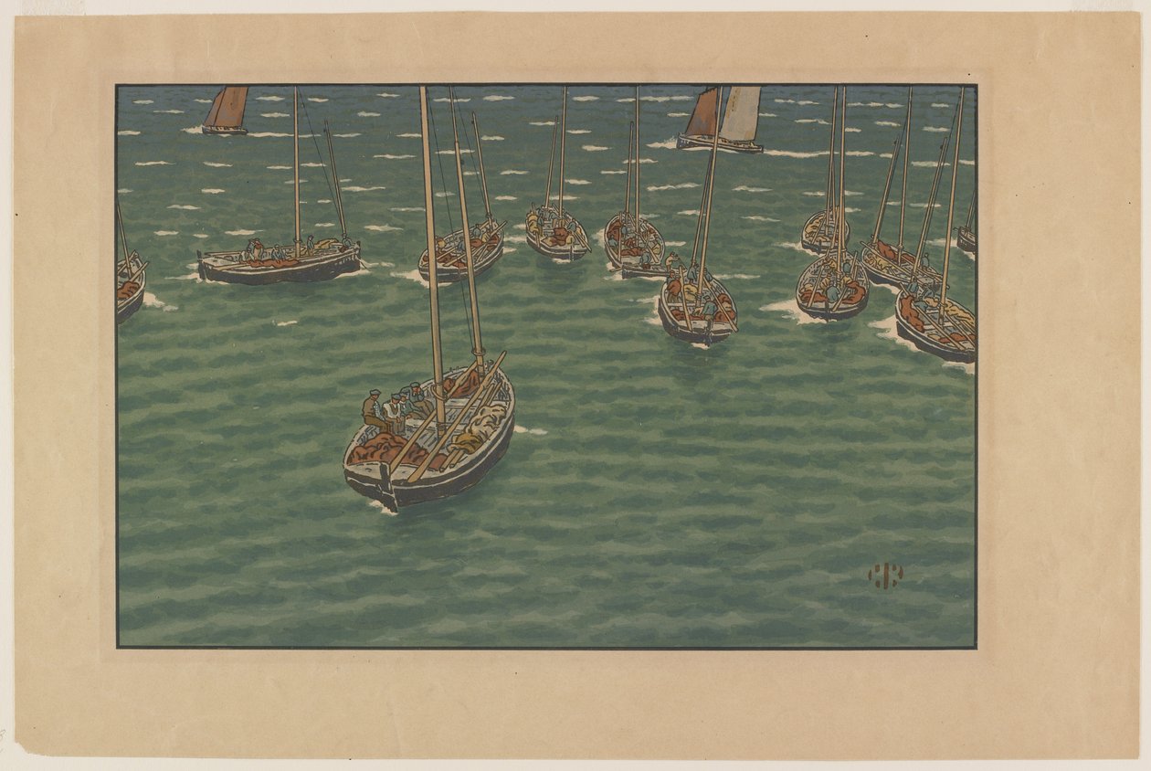 Bateaux au mouillage à Tréboul, planche 5 de "Le Beau Pays de Bretagne" - Henri Rivière