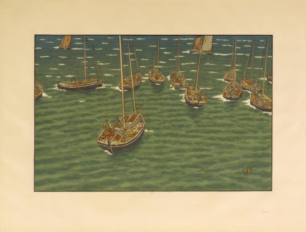 Bateaux au mouillage à Tréboul - Henri Rivière