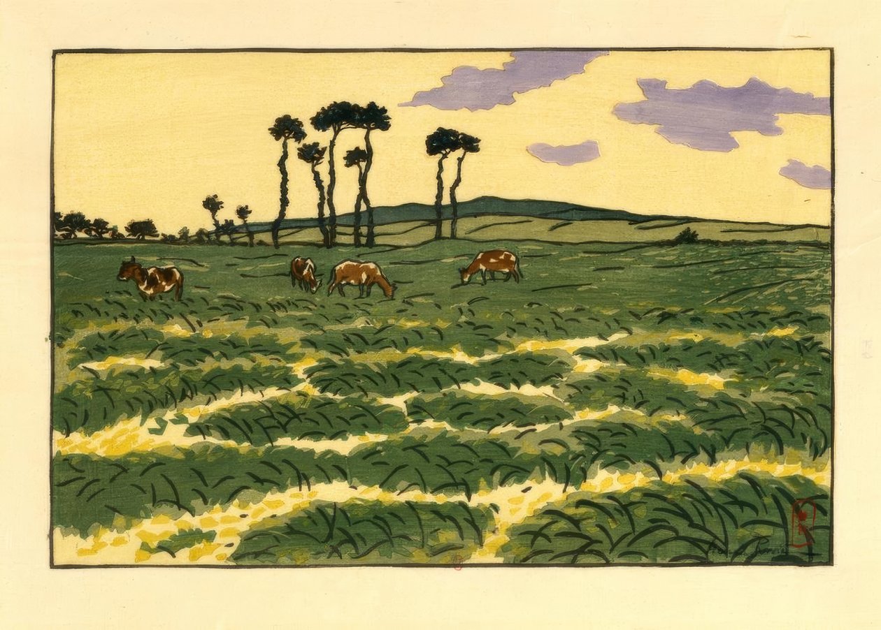 Vaches dans le champ de la Garde-Guérin (Saint-Briac) - Henri Rivière