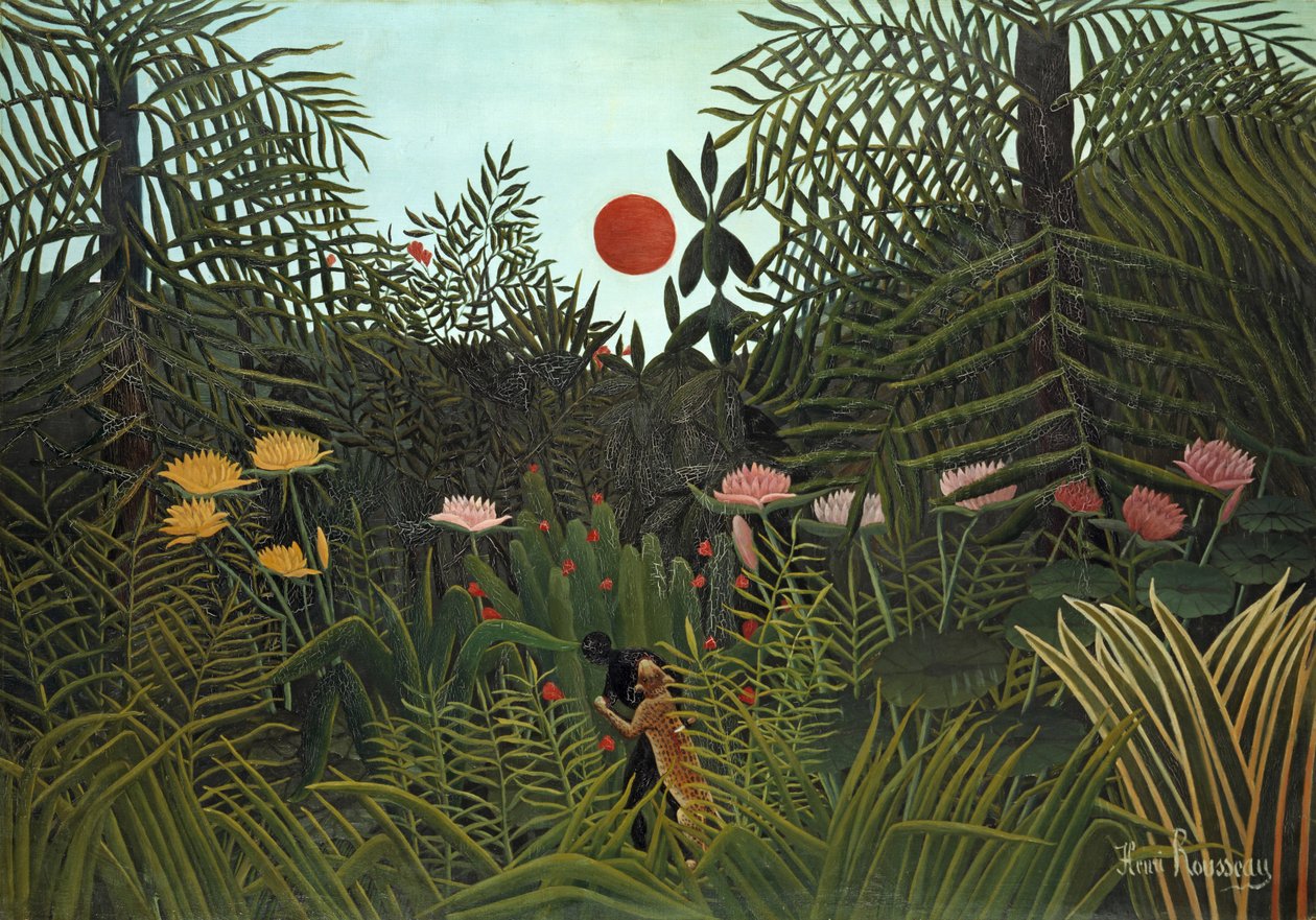 Personne noire attaquée par un jaguar, 1910 - Henri Rousseau